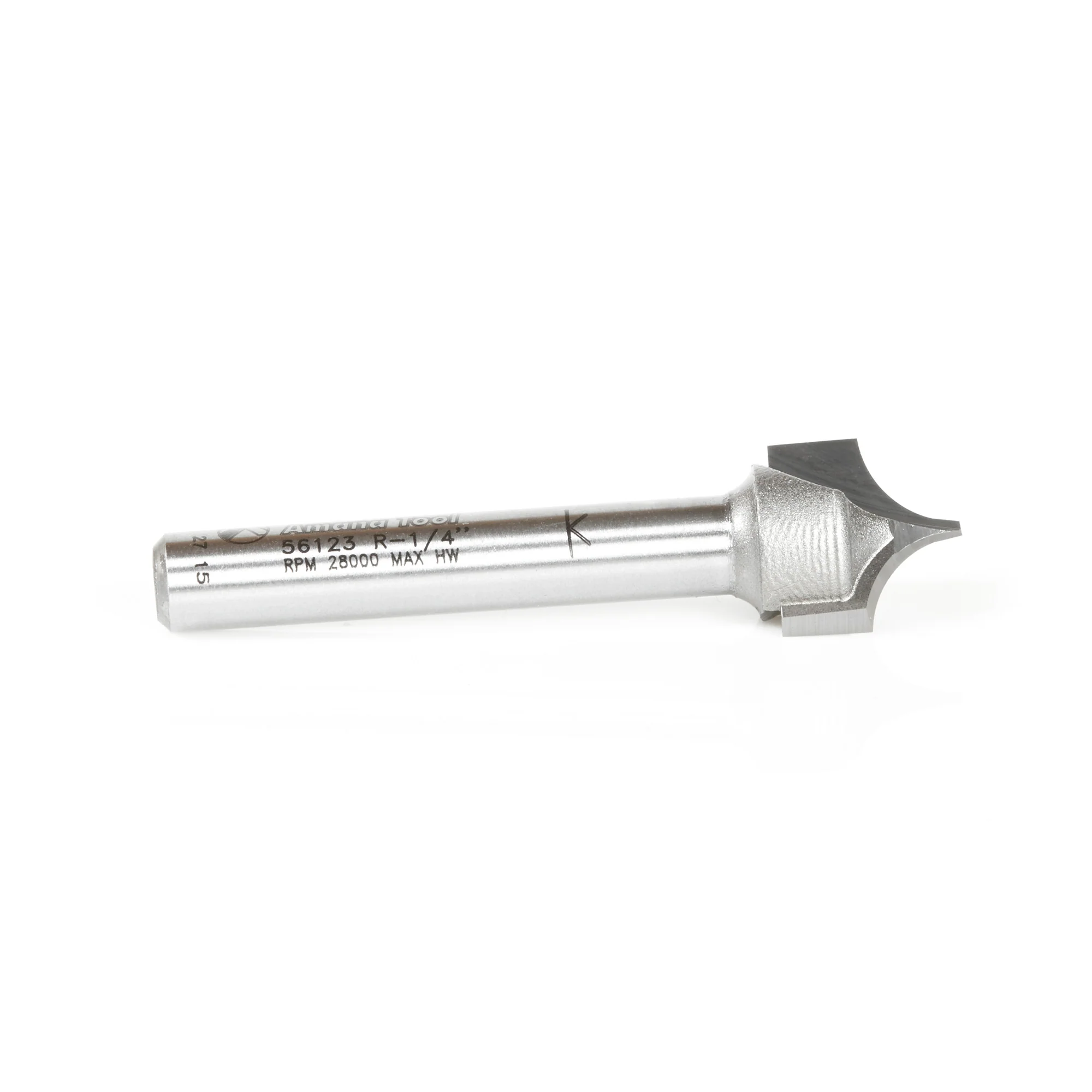 Amana 56123 Carbide Tipped Point Cutting Roundover Bit, 1/4" Radius, 1/4" Shank - Image 2