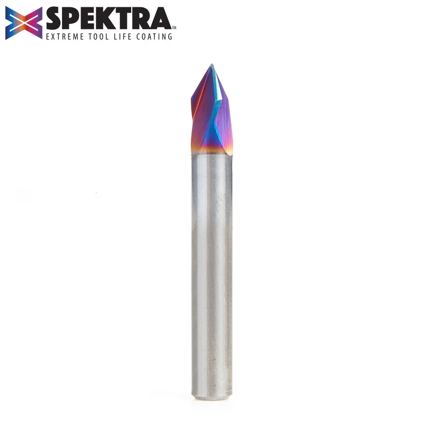 Amana 45624-K Spektra Solid Carbide 3 Flute V-Bit, 60° Angle, 1/4" Shank