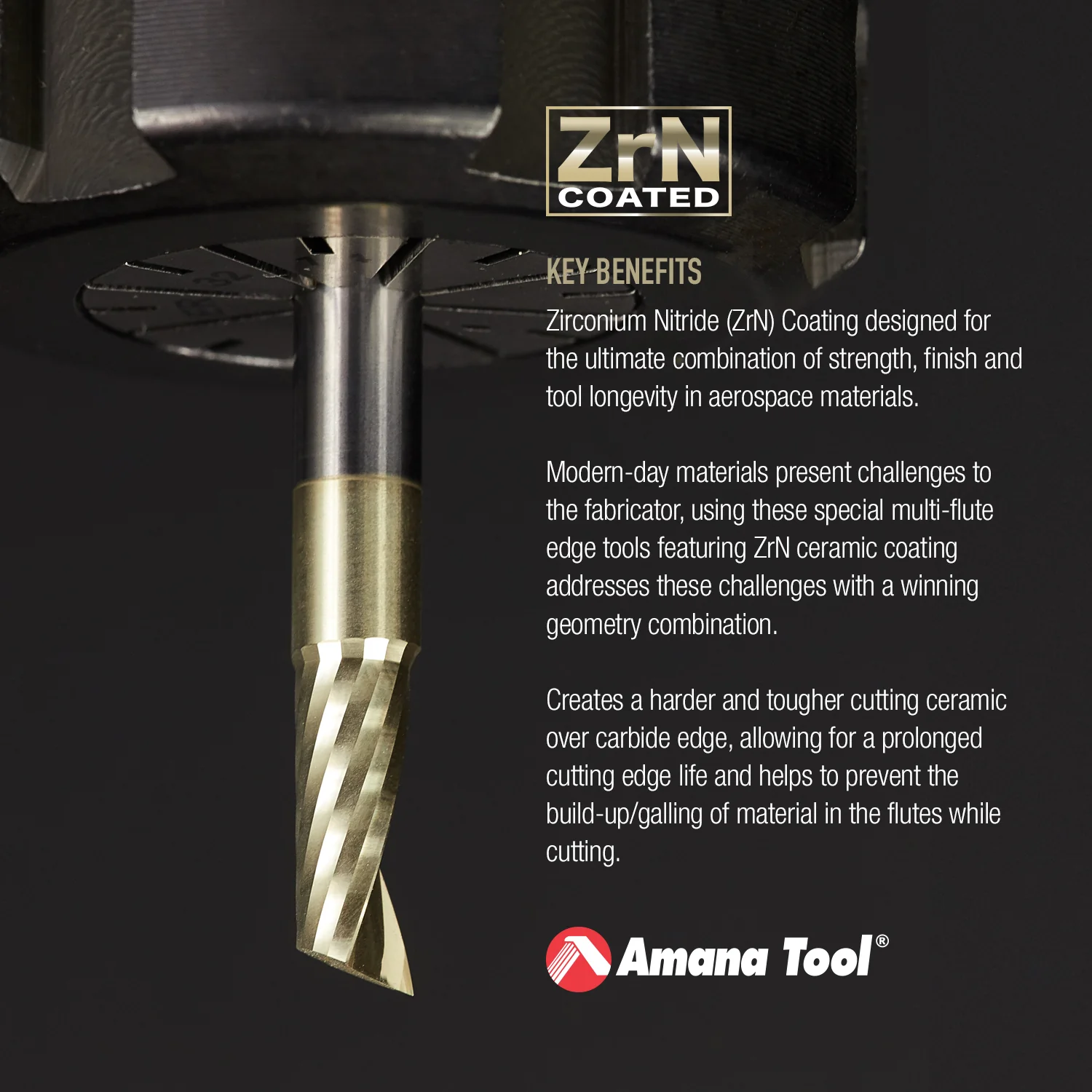 Amana 51454-Z Solid Carbide ZrN Aluminium Spiral O-Flute Bit, 1/8" Diameter, 1/4" Shank - Image 4