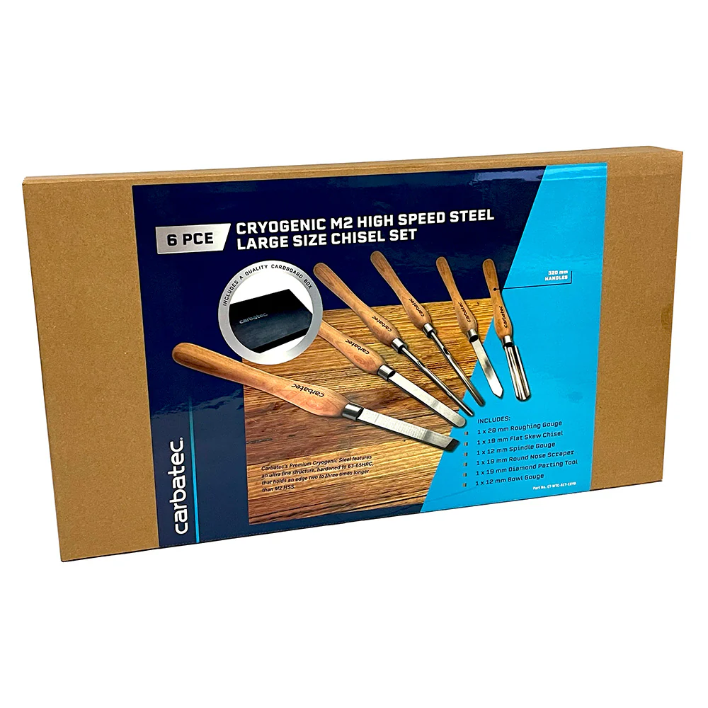 Carbatec 6PC Cryogenic M2 HSS Large Woodturning Chisel Set - Image 9