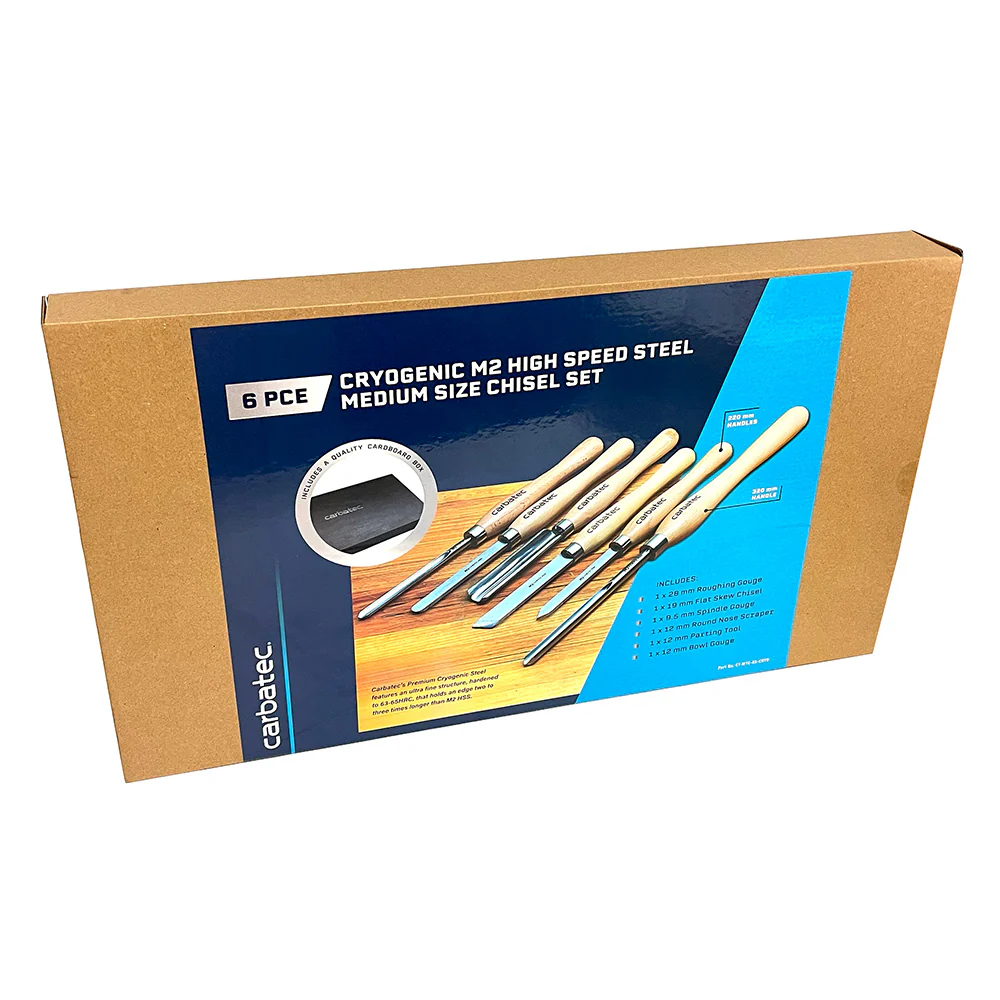 Carbatec 6PC Cryogenic M2 HSS Medium Woodturning Chisel Set - Image 6