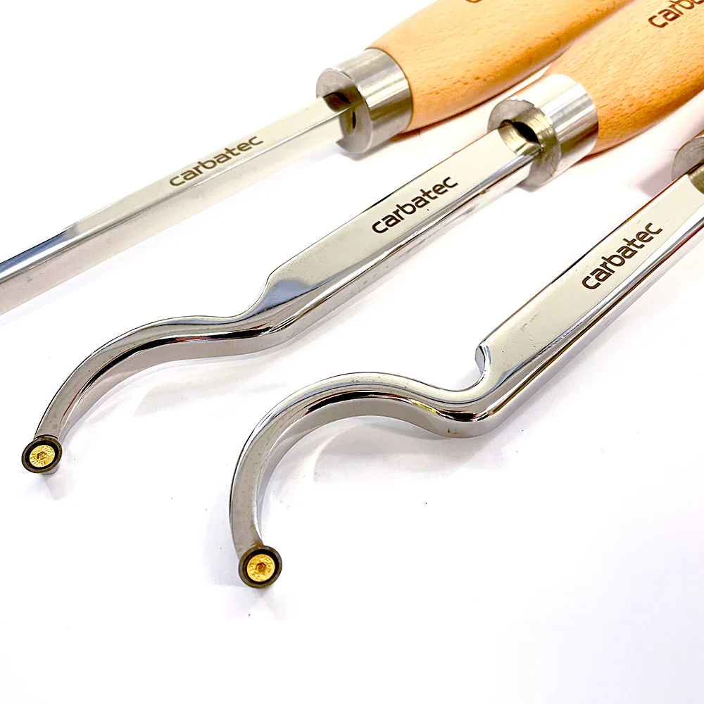 Carbatec 3PC Tungsten Carbide Deep Swan Neck Hollowing Woodturning Chisel Set - Image 3