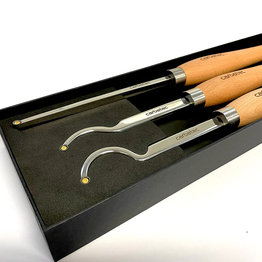 Carbatec 3PC Tungsten Carbide Deep Swan Neck Hollowing Woodturning Chisel Set - Image 5
