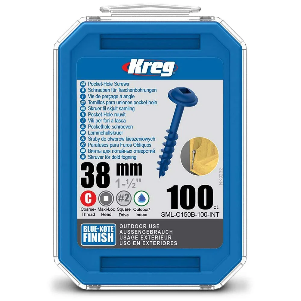Kreg Pocket Hole Screws - 38mm Coarse/MaxiLoc Head - BlueKote - 100 pack - Image 4