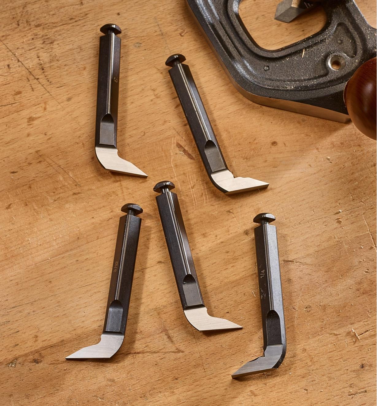 Veritas® Set of 5 Imperial Blades to suit Router and Hinge Mortise Planes - Image 2