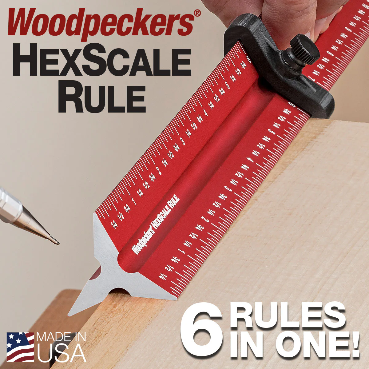 Woodpeckers HexScale Rule 300mm 12in with Stop HXSCL-12 - Image 6
